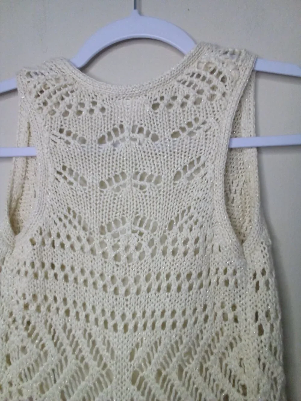 Justice Vest Cardigan Girls 5 Open Front Loose Knit Boho Fringe Cream